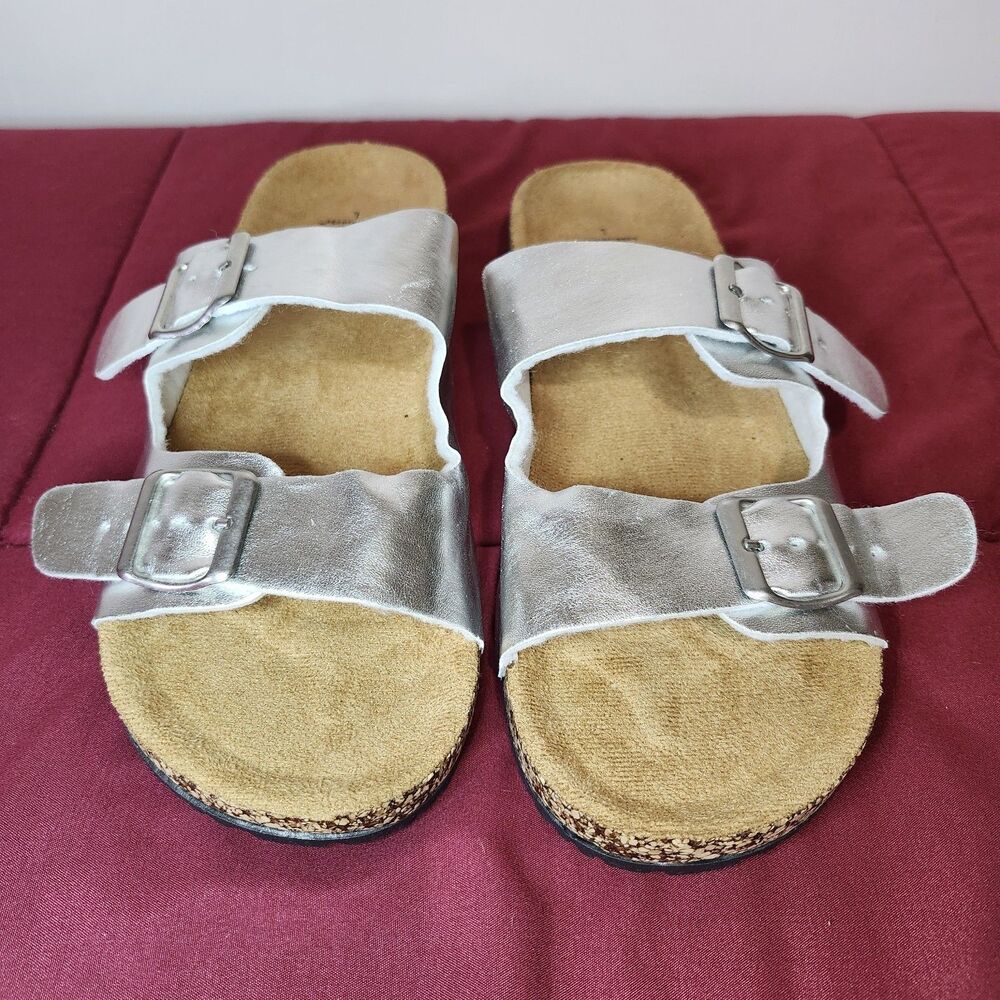 Bobbie Brooks Metallic Double Strap Cork Sandals (Size L)